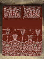 SPACES Warli Orange & White Printed Cotton 210 TC King Bedsheet with 2 Pillow Covers