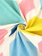 KLOTTHE Multicoloured Geometric 300 TC Fitted Double Bedsheet with 2 Pillow Covers - Distacart