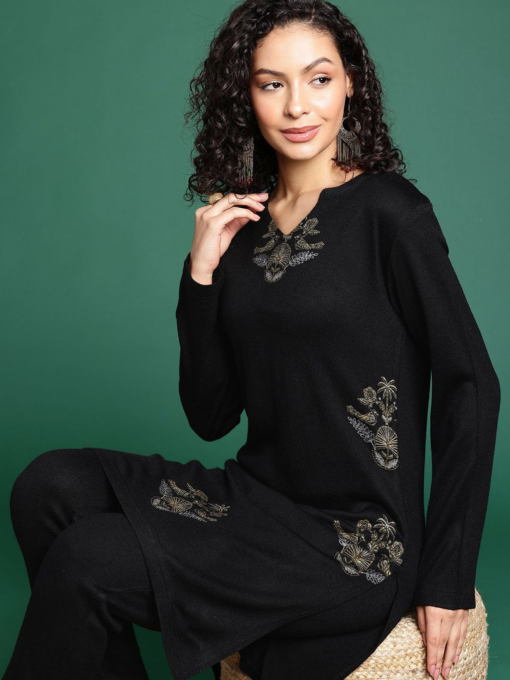 Sangria Ethnic Motifs Printed Regular Kurta With Trousers