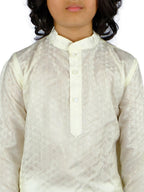 Sethukrishna Boys Cream-Coloured Kurti with Salwar