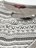 Sangria Printed Keyhole Neck Kurta with Trousers