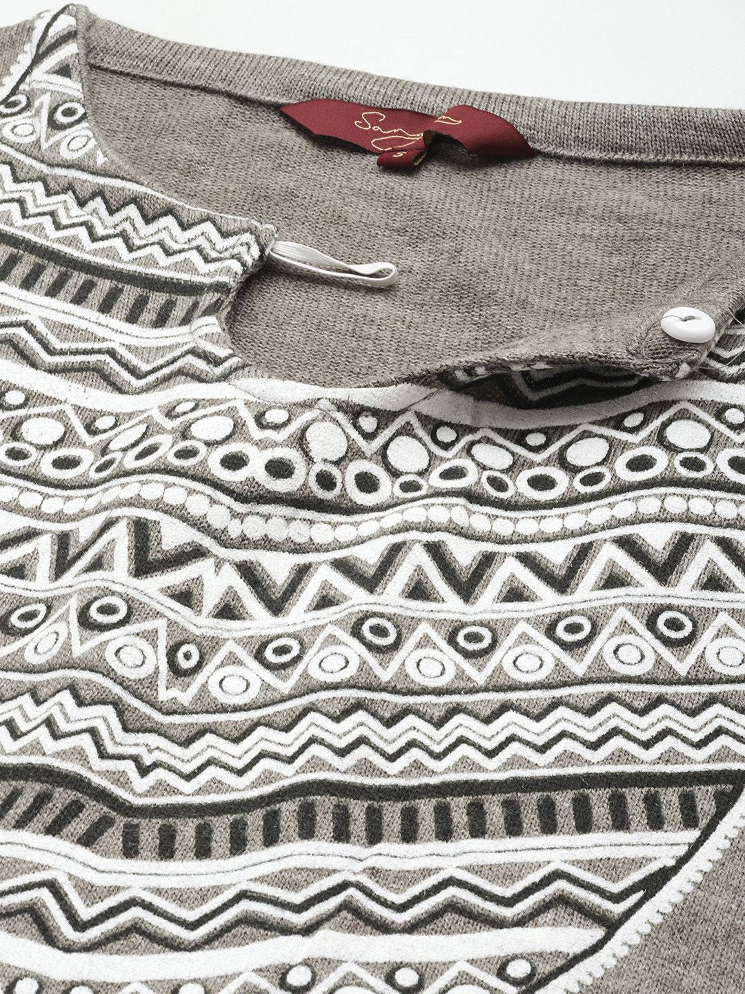 Sangria Printed Keyhole Neck Kurta with Trousers