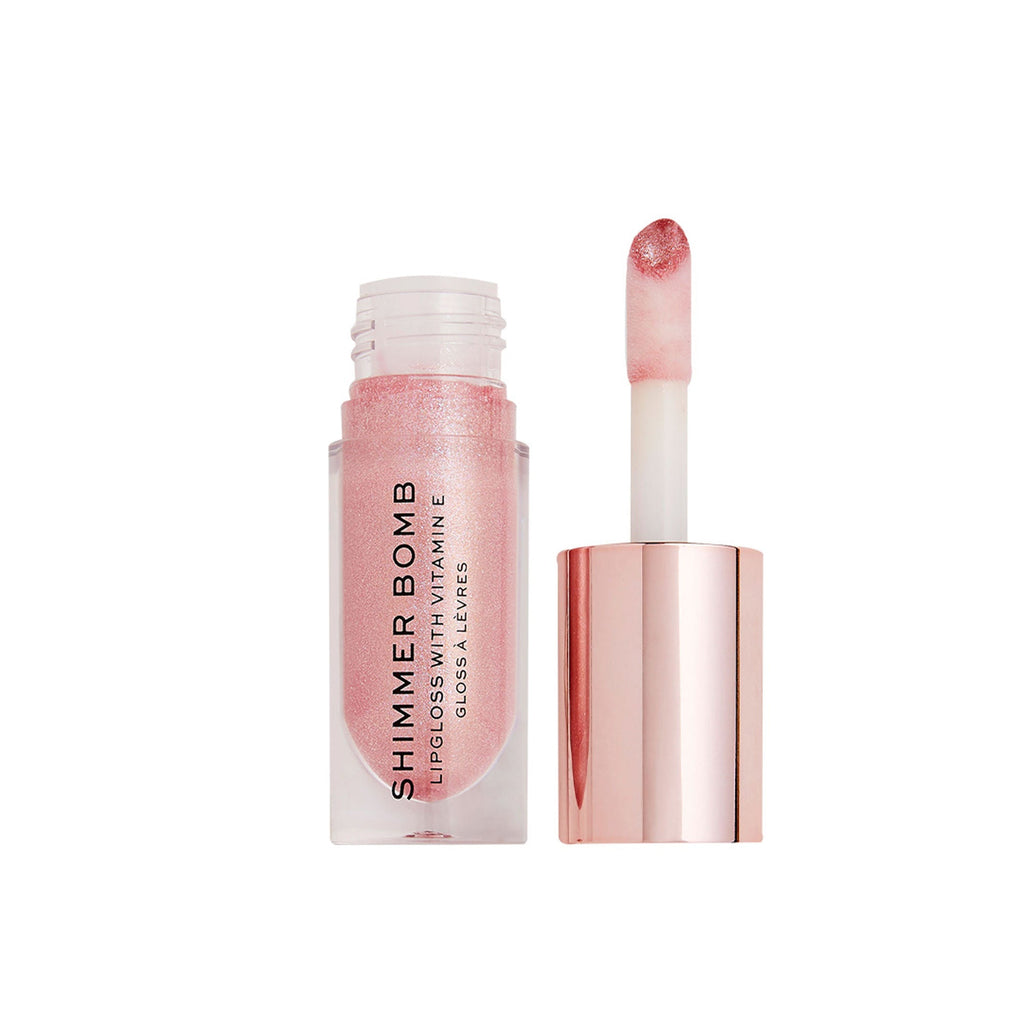 Makeup Revolution Shimmer Bomb Lipgloss-Infused With Vitamin E For Extra Nourishment - Glimmer Nude - Distacart