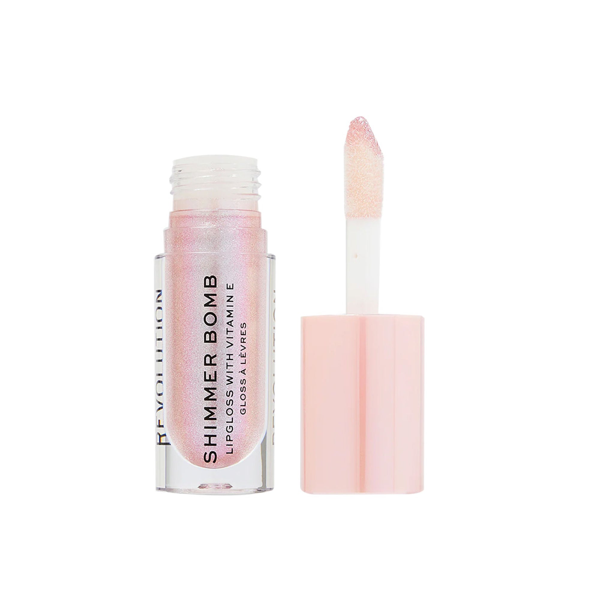 Makeup Revolution Shimmer Bomb Lipgloss-Infused With Vitamin E For Extra Nourishment - Sparkle Pink
