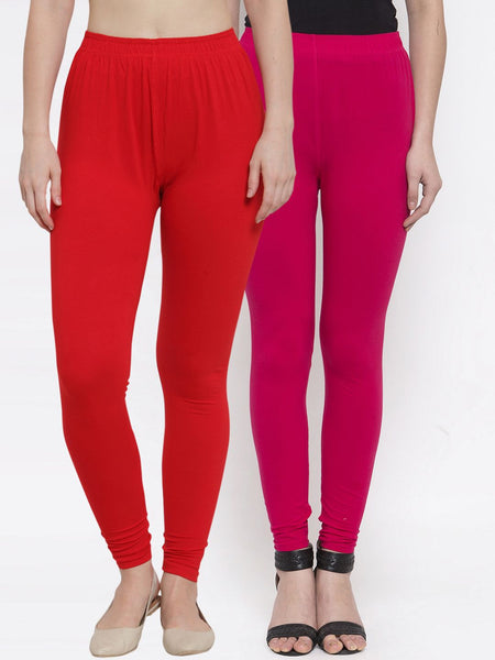 TAG 7 Women Pack Of 2 Solid Churidar-Length Leggings