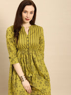 All About You Women Green Printed Pure Cotton Kurti with Palazzos