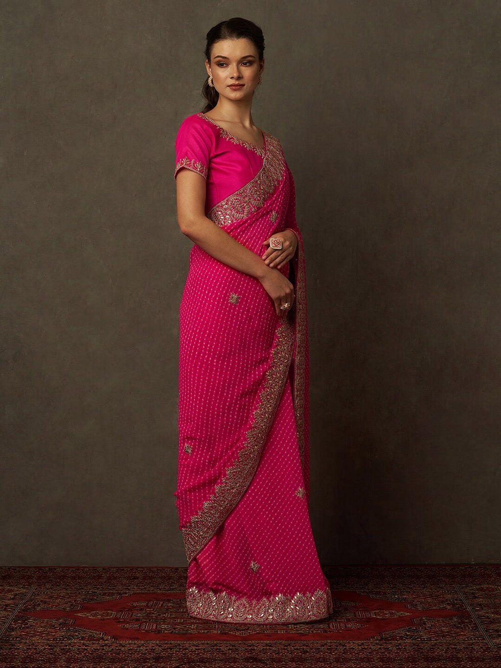 Saree Mall Bandhani Embroidered Pure Georgette Bandhani Sarees - Distacart