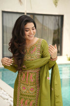 Joban Fashion Perot Kurta Set Silk Sequins , Zari, Coding & Thread Embroidered work - Distacart