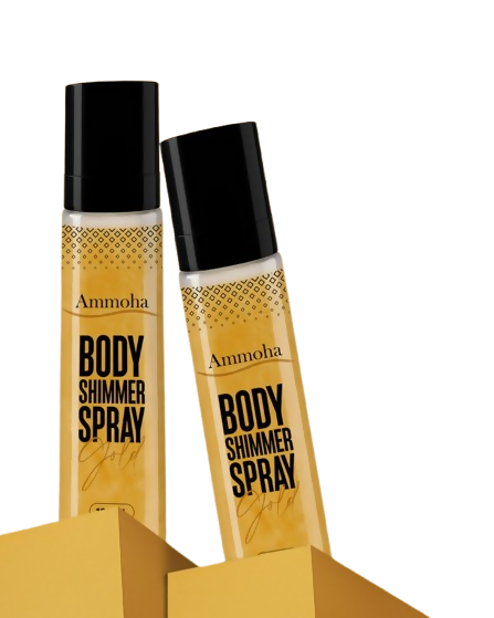 Ammoha Cosmetics Golden Body Shimmer Spray with aloe vera extract