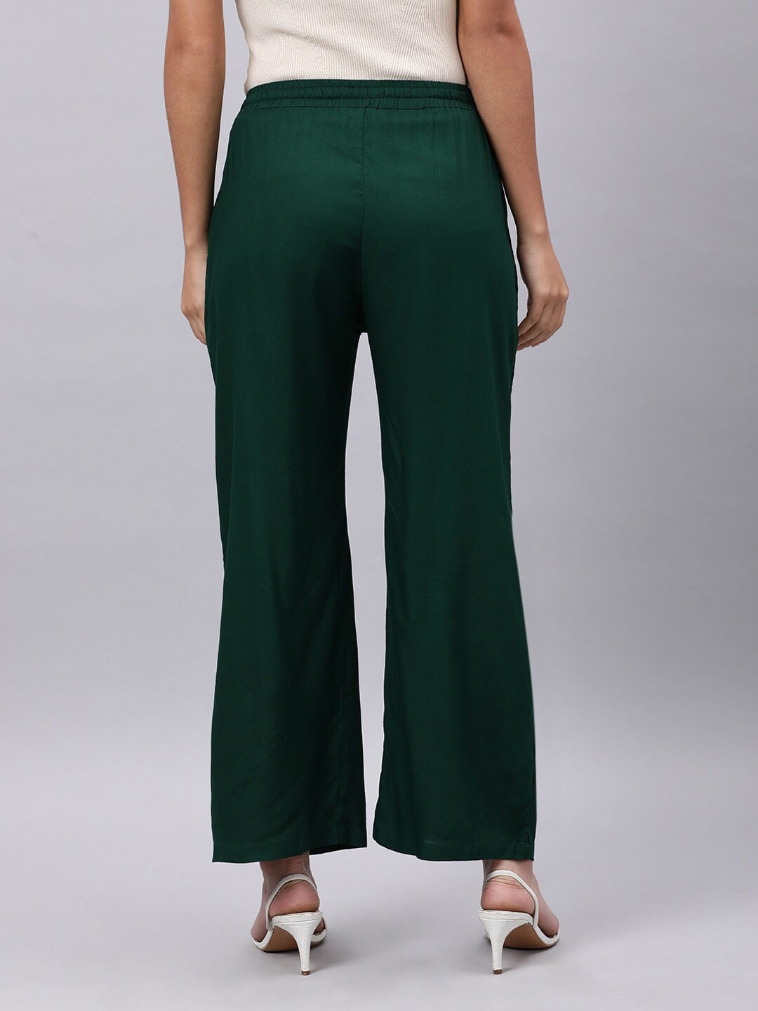 Souchii Green Liva Ethnic Palazzos - Distacart