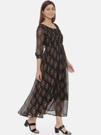 Souchii Women Black Printed Fit And Flare Beautiful Dress - Distacart