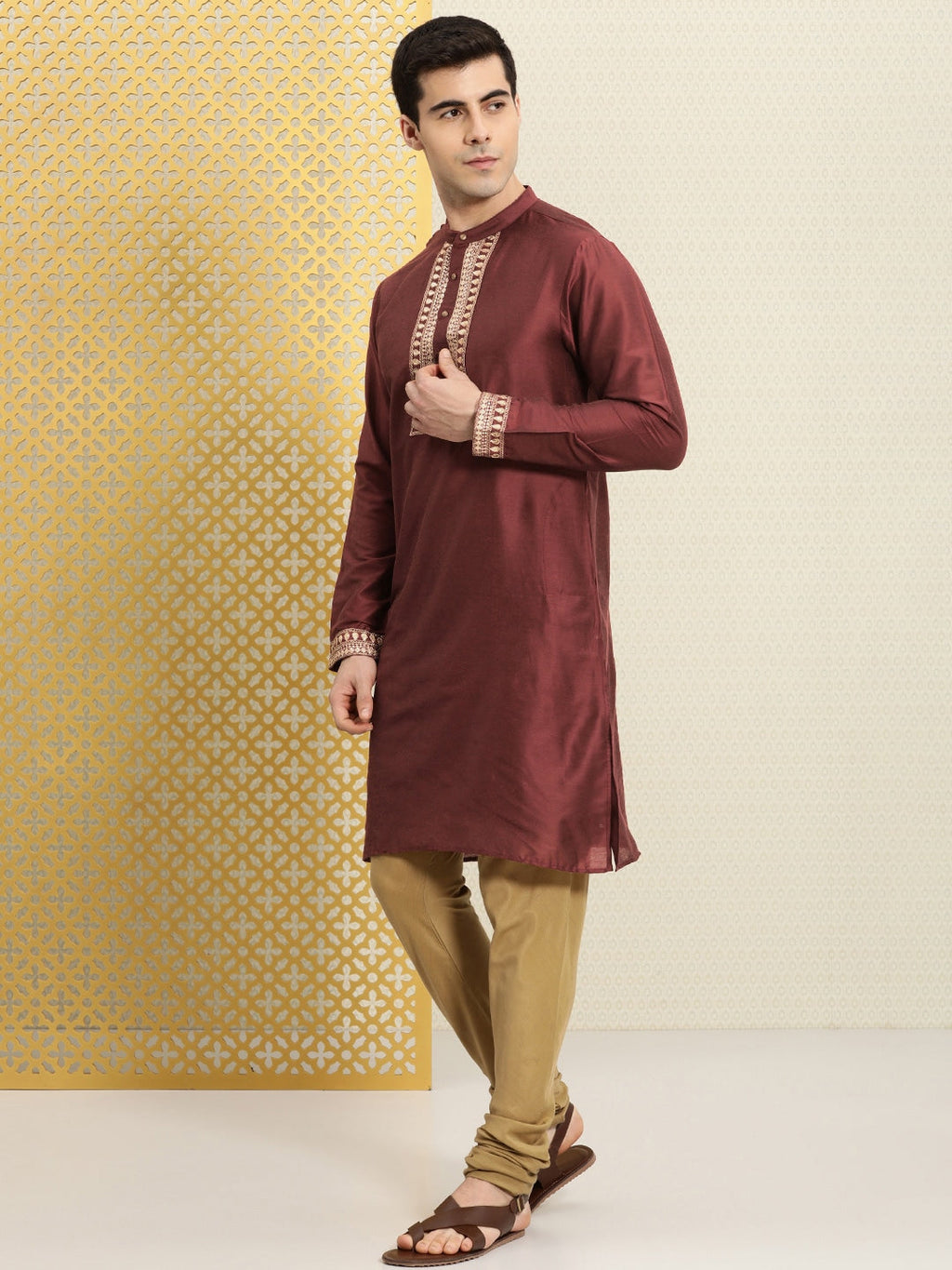 House of Pataudi Ethnic Motifs Embroidered Cotton Jashn Kurta