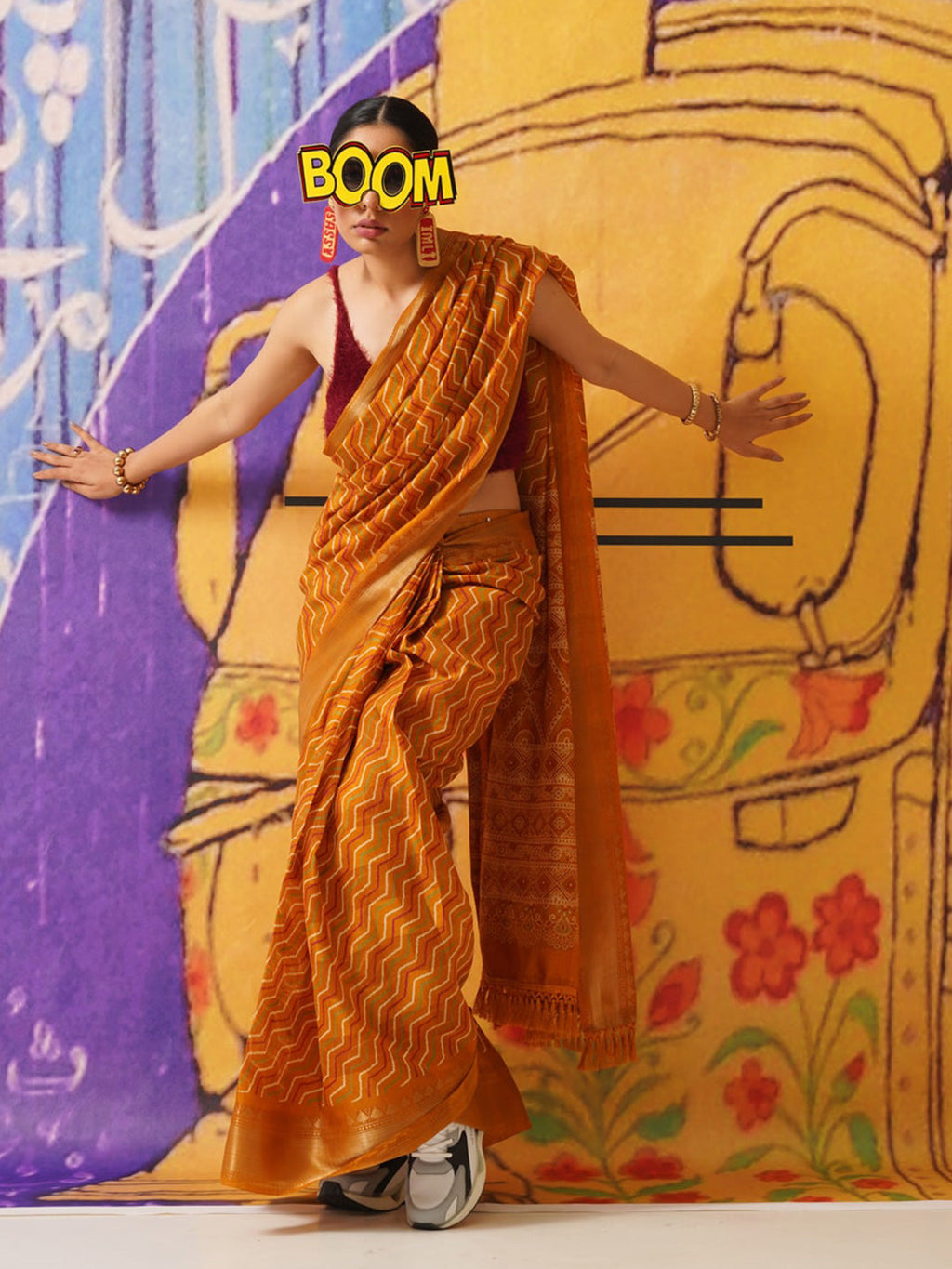 Tikhi Imli Leheriya Zari Jute Silk Ready to Wear Saree