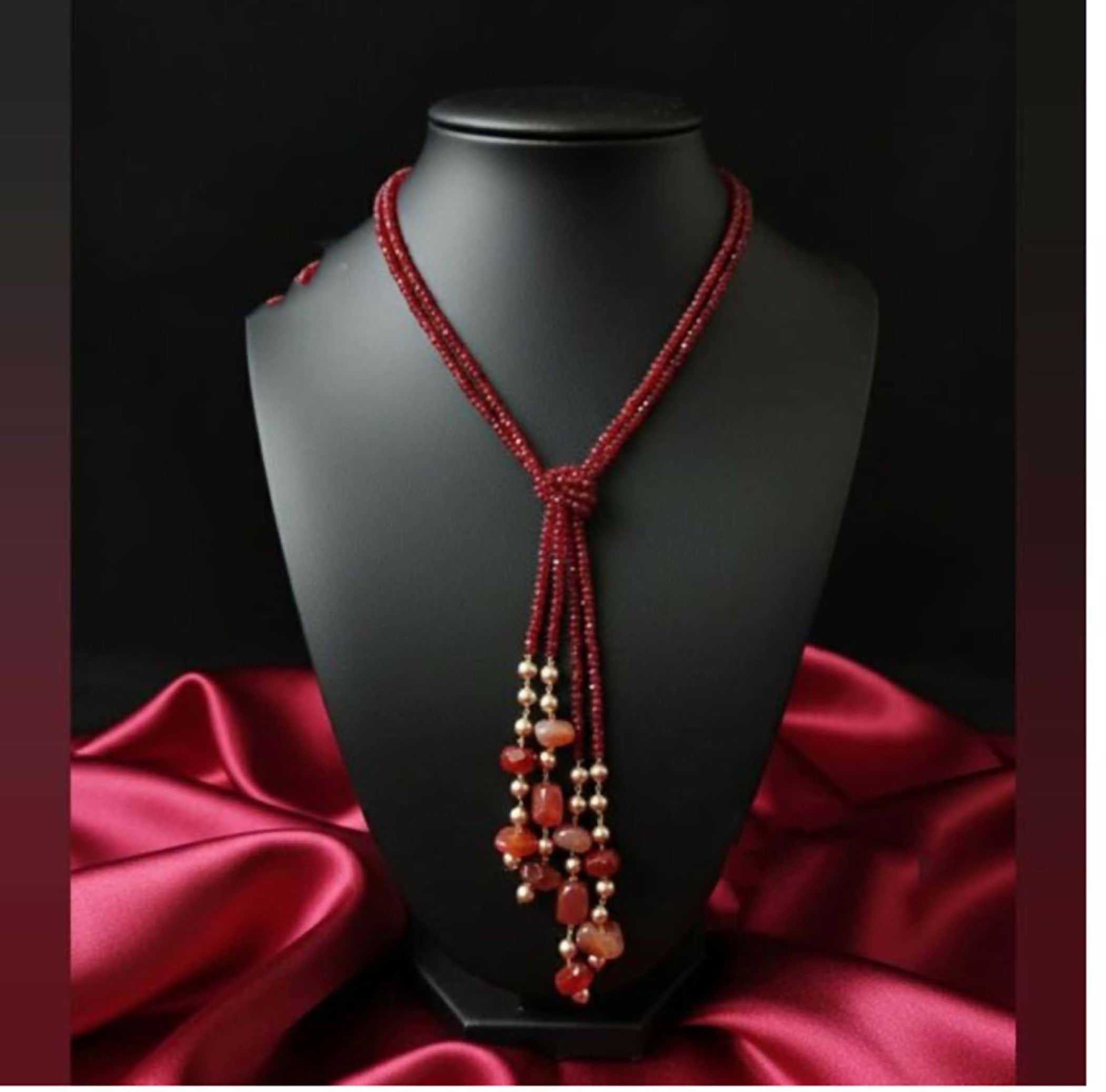 Joban Fashion Women Red Adjustable 2-Line Long Beaded Statement Necklace - Distacart