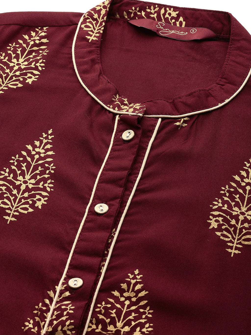 Sangria Ethnic Motifs Printed Pure Cotton Kurta With Palazzos