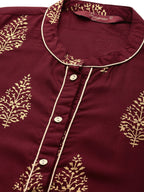 Sangria Ethnic Motifs Printed Pure Cotton Kurta With Palazzos