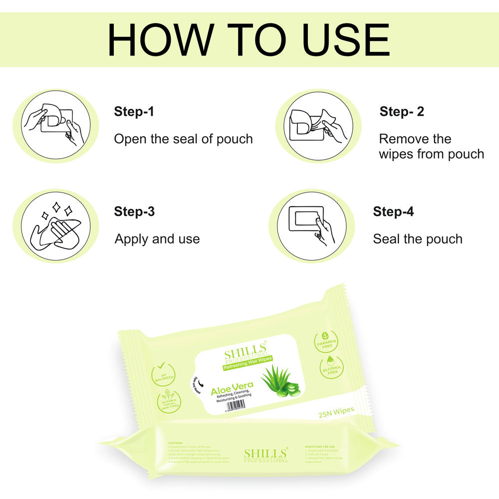 Shills Professional Refreshing Wet Wipes - Aloe Vera