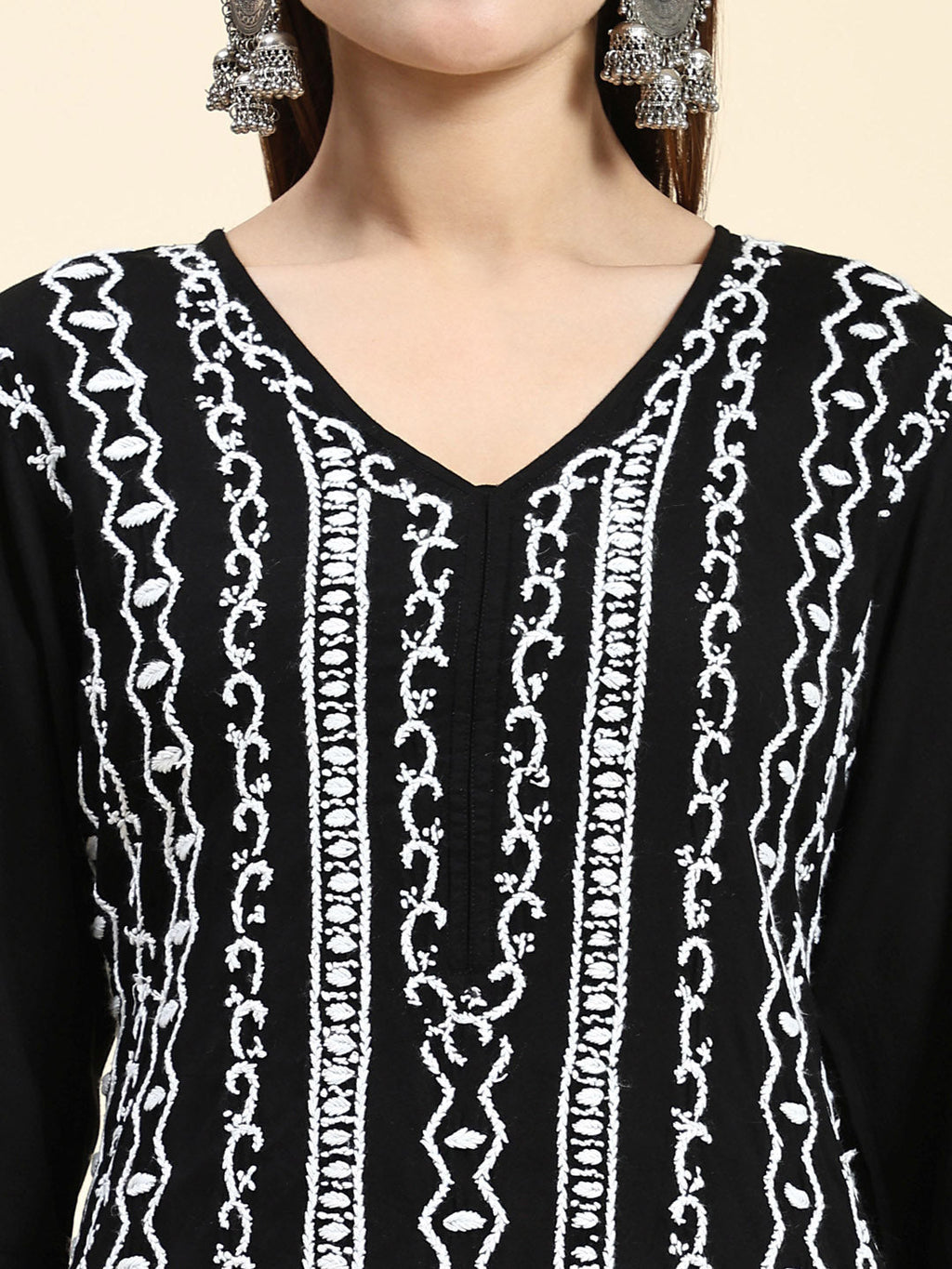 HOUSE OF KARI Ethnic Motifs Embroidered Chikankari Straight Kurta
