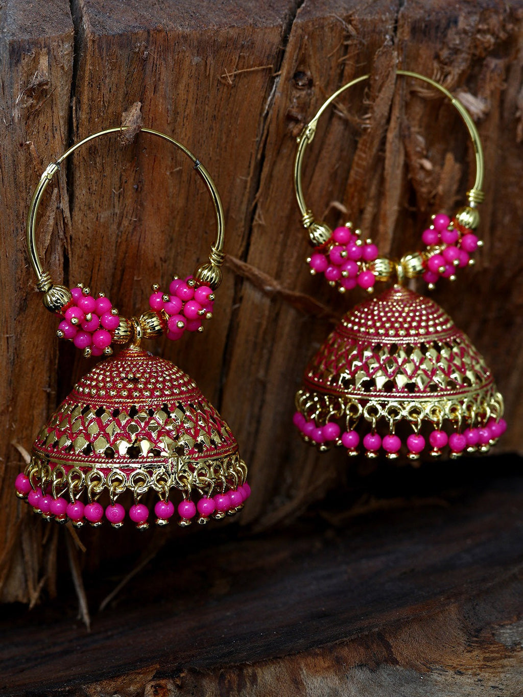 Gold-Plated Alloy Hoop And Jhumki Earrings - The Pari - Distacart