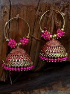 Gold-Plated Alloy Hoop And Jhumki Earrings - The Pari - Distacart
