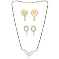 AanyaCentric Gold-Polished Mangalsutra with Pendant, 2 Pair Earrings