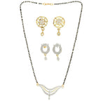 AanyaCentric Gold-Polished Mangalsutra with Pendant, 2 Pair Earrings