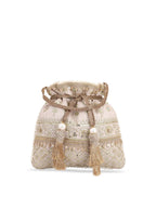 Masq Women Beige & Gold-Toned Embellished Potli - Distacart