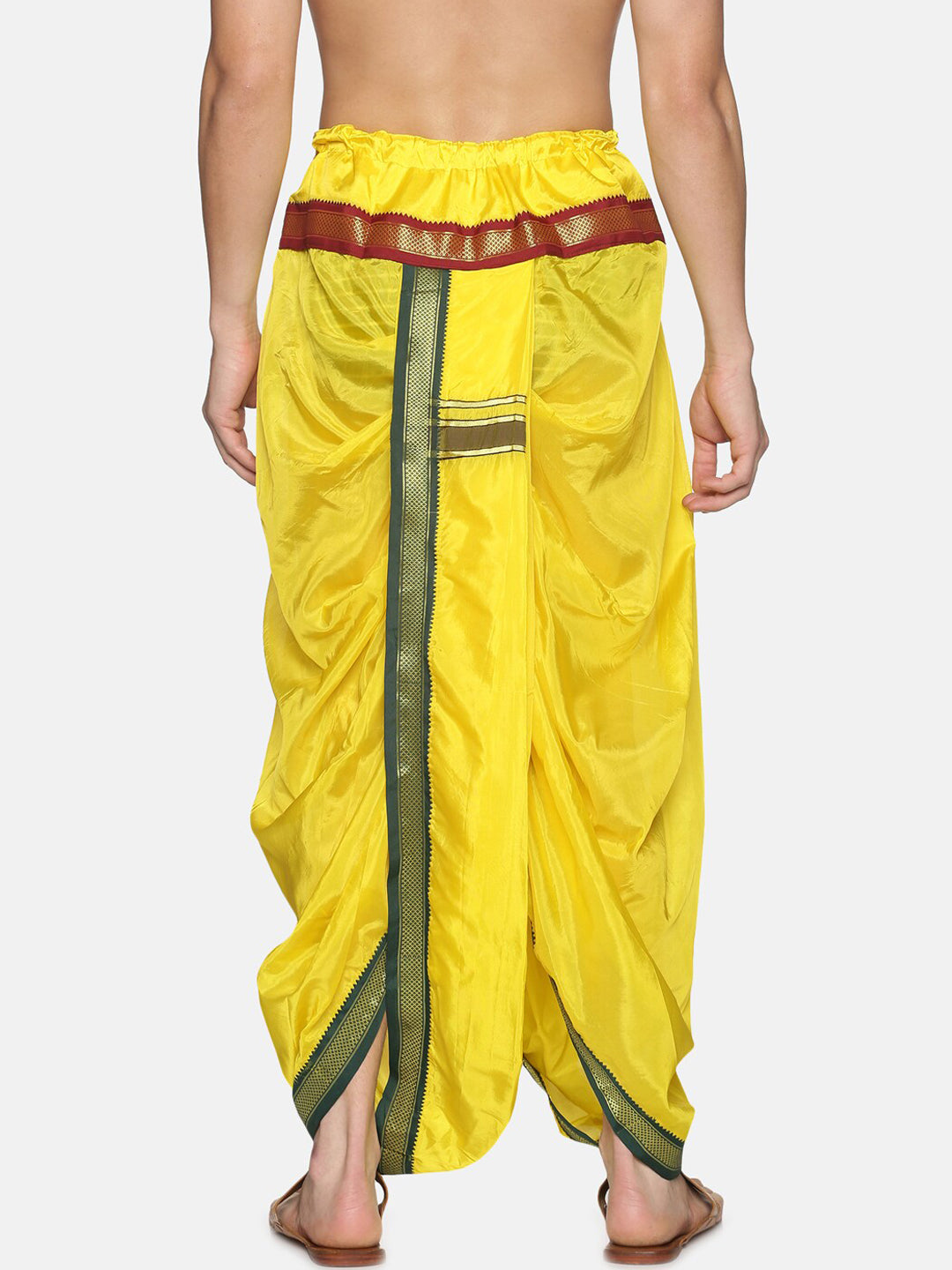 Sethukrishna Men Yellow & Green Solid Readymade Dhoti Pant - Distacart