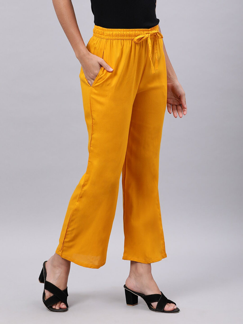 Souchii Yellow Liva Ethnic Palazzos - Distacart