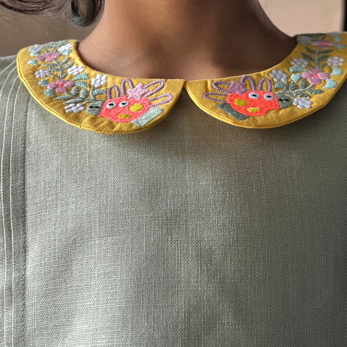 ArthLife Green & Yellow Pepa Collared Dress