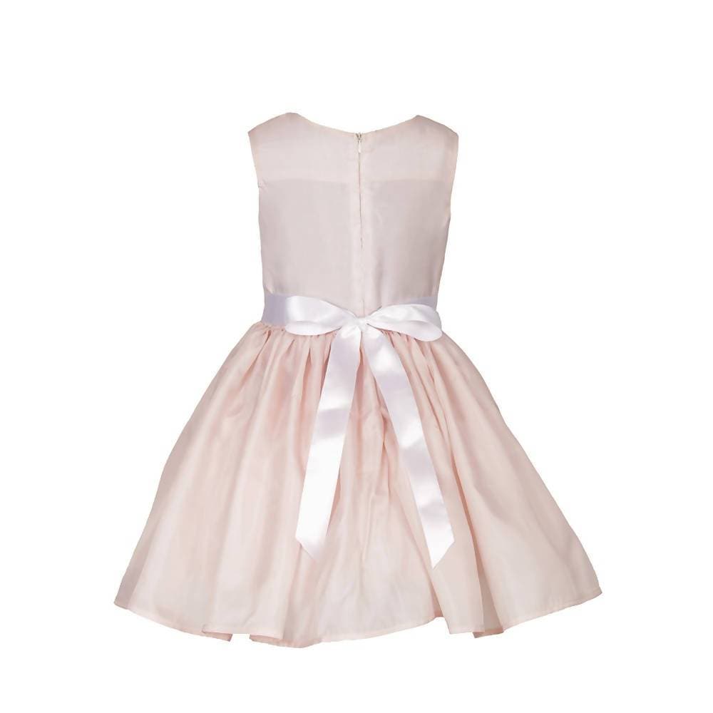 Asmaani Baby Girl's Peach Color Satin Knee Length Frock (AS-DRESS-22007)
