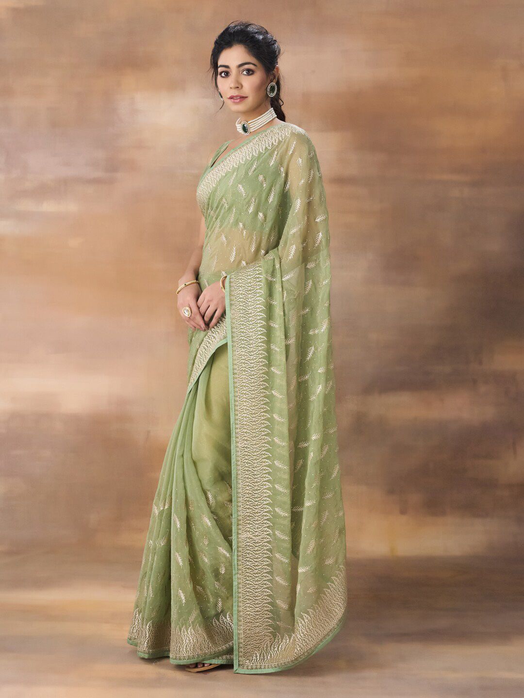 kasee Floral Embroidered Art Silk Saree - Distacart