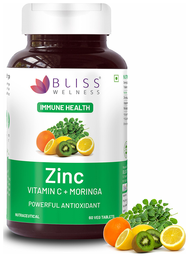 Bliss Welness Immune Health Zinc Vitamin C + Moringa Veg Tablet