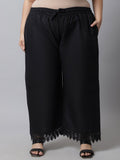 TAG 7 Women Plus Size Black Linen Ethnic Palazzo