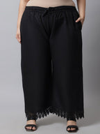 TAG 7 Women Plus Size Black Linen Ethnic Palazzo