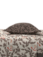 MYTRIDENT Brown White Floral Cotton 144 TC Queen Bedsheet With 2 Pillow Covers