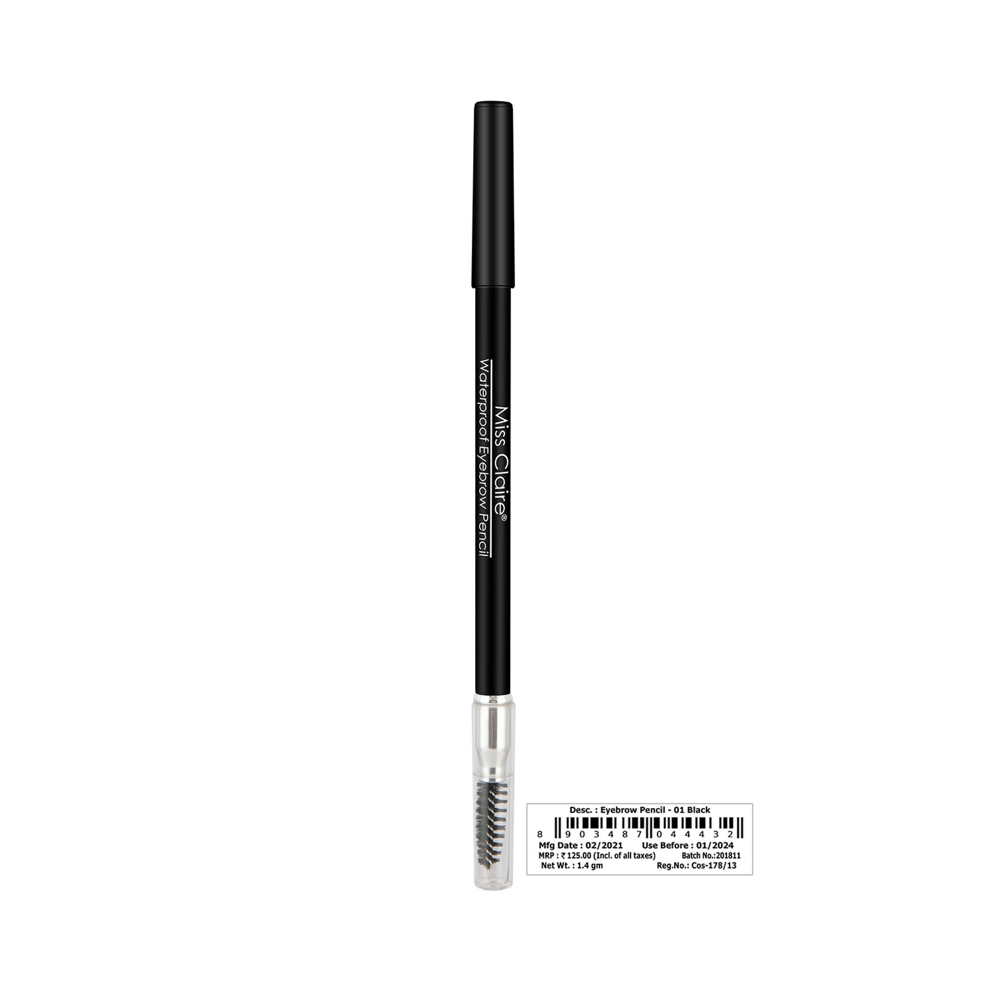 Miss Claire Waterproof Eyebrow Pencil With Mascara Brush - 01 Black - Distacart