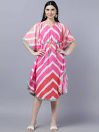 Myshka Women's Multicoloured Striped Kaftan Dress - Distacart