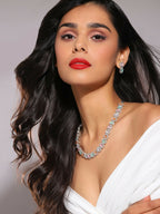 Blush Colored Diamond & Semi Precious Stone Neckpiece with Earrings- Ruby Raang