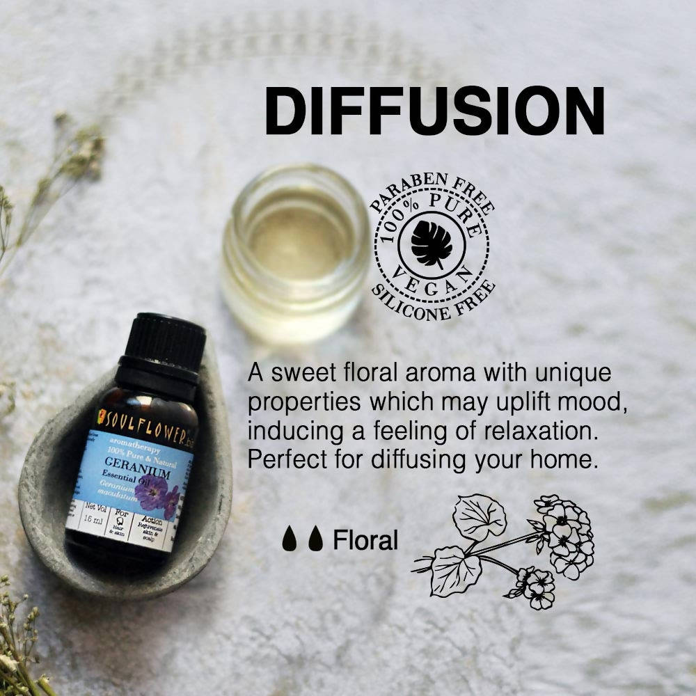 Soulflower Aromatherapy Pure & Natural Geranium Essential Oil