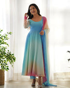 Joban Fashion Sky Kurta Set Georgette Sequence Embroidery Work - Distacart