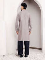Grey Viscose Designer Chikankari Embroidery Work Men's Kurta - Mahotsav