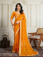 Ai Fashion Yellow Georgette Rajwadi Bandhani Print Party Wear Saree - Distacart