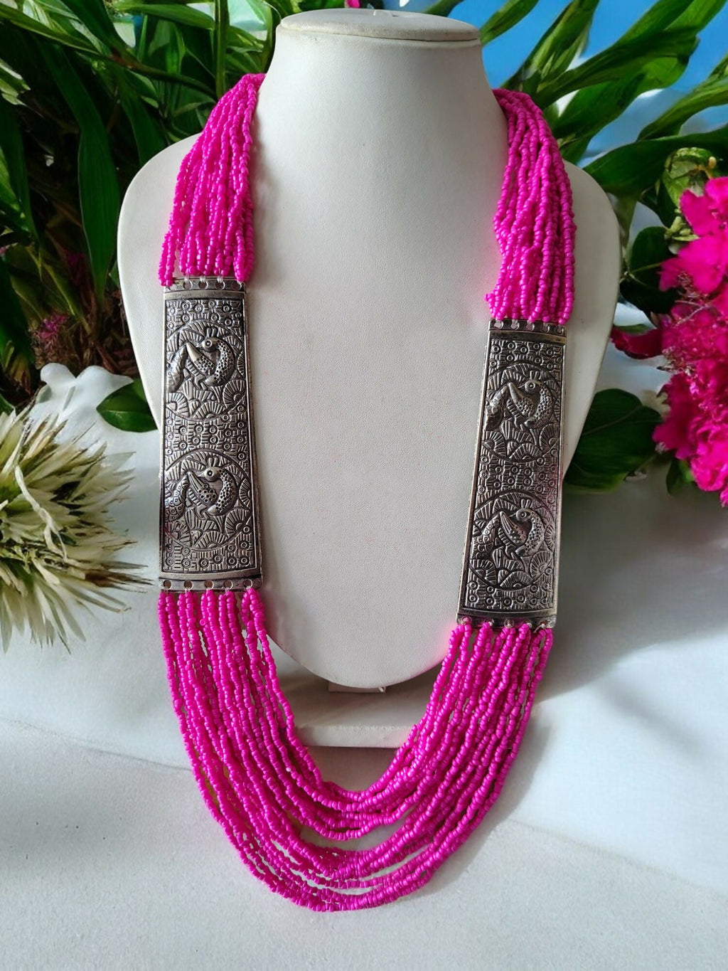 Inhanns Saree Shobha Statement Necklace - Pink Necklace