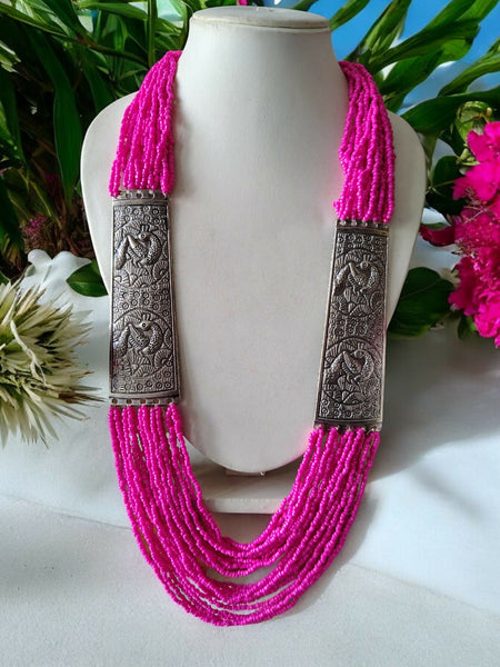 Inhanns Saree Shobha Statement Necklace - Pink Necklace