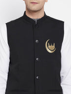 Even Apparels Black Pure Cotton White Kurta Sets With Eid Insignia Jackets PW668-CHA - Distacart