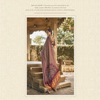 Purple Gajji Silk Foil With Handwork Saree With Unstitched Blouse - Norita Gajri