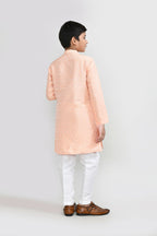 Joban Fashion Cotton Silk Peach Kurta With Straight Fit Pant