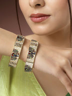 NVR Women's Set of 2 Gold-Plated Peacock Design Meenakari Handcrafted Bangles - Distacart
