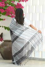 Beatitude Black Cotton Tanchori Handloom Saree